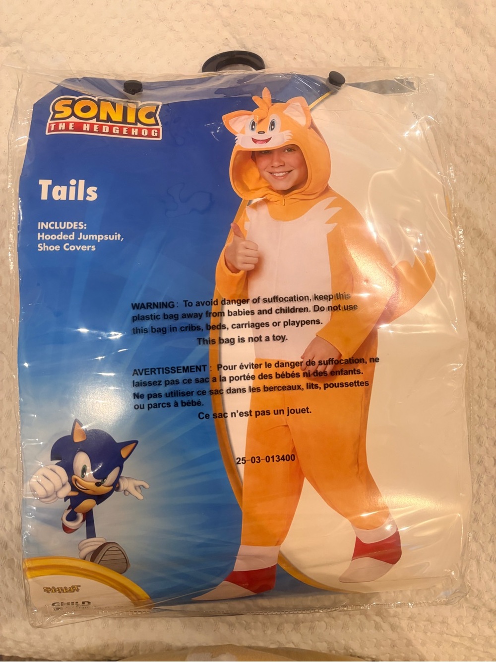 Sonic Tails Kids Orange Hooded Jumpsuit Costume